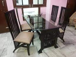Glass Top 4 Chair Dining Table Set
