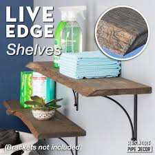Solid Pine Live Edge Wall Shelf Set