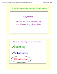 Graphing Substitution Elimination 7 3