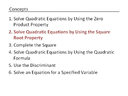 quadratic equations concepts 1 solve