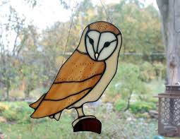 Barn Owl Stained Glass Suncatcher