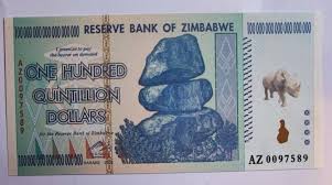 zimbabwe 100 quintillion dollars