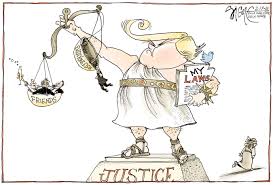 political cartoon the scales of the