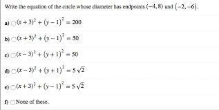 Equation Of The Circle Whose Diameter