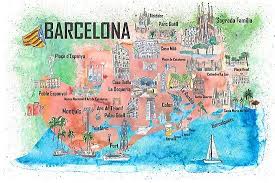 Search and share any place. Barcelona Catalonia Spain Illustrated Travel Poster Favorite Map Tourist Highlights Photographic Print By Artshop77 Catalonia Spain Barcelona Catalonia Travel Posters