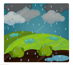 cartoon scene with weather rainy
