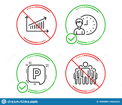 Working Hours Chart And Parking Icons Set Group Sign
