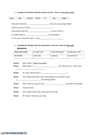 Test English Class A2+ unit 6 worksheet