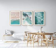 Set Of 3 Bondi Beach Print Framed Wall