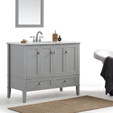 Clearance lowest price, limited quantity. Simpli Home Chelsea 42 Inch Bath Vanity In Grey With White Quartz Marble Top The Home Depot Canada
