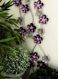 Violet Flowers Metal Wall Decor