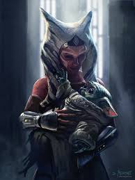 Ahsoka tano *ૢ✧ aka citizen. Fan Favorite Ahsoka Tano Holds The Child Aka Baby Yoda In A Fan Illustration That Eludes To Their Possible M Star Wars Images Star Wars Ahsoka Star Wars Poster