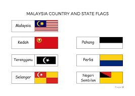 Red, yellow, and black horizontal stripes with white disc bearing. Malaysian Flag State Flags Free Printables Malaysian Flag State Flags Malaysia Flag