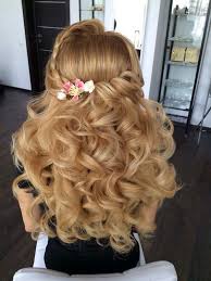 Half up half down hairstyles are type of styles that are suitable for almost any bridal style: Bridesmaid Hairstyles Half Up Half Down Wedding Hair Front View Novocom Top