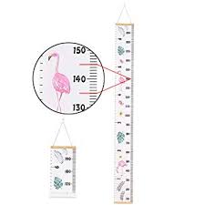 Decalmile Kids Growth Chart Canvas Wall Hanging Height Measuring Ruler For Baby Nursery Boys Girls Room Decoration 79x7 9 Flamingo