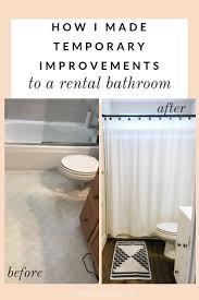 Because nothing is worse than feeling like a space isn't really yours until you put your own personal spin on things. How Evalyn Made Temporary Improvements On A Rental Bathroom Rental Bathroom Makeover Rental Bathroom Apartment Decorating Rental