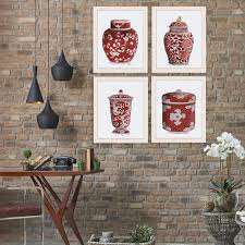 chinoiserie wall art ginger jar prints
