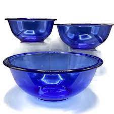 Cobalt Blue Glass Mixing Bowl Set