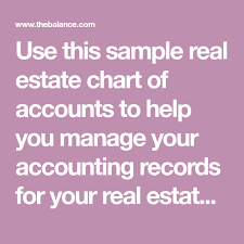 A Sample Real Estate Agents Chart Of Accounts Chart Of