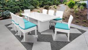 8 person square patio table white