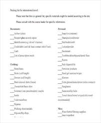9 Travel Packing List Templates Free Samples Examples