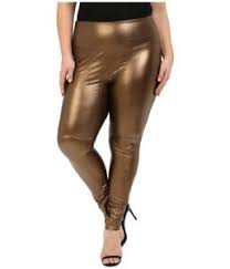 Details About Lysse New Gold Womens Size 2x Plus High Waist Faux Leather Leggings 118 004