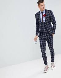 Also set sale alerts and shop exclusive offers only on shopstyle. Asos Asos Design Wedding Super Skinny Suit Jacket In Navy Waffle Check Fashion Suits For Men Stylish Mens Outfits Indian Men Fashion
