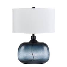 christi navy blue glass table lamp