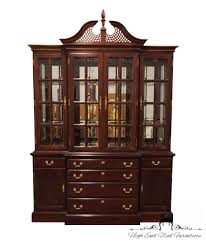 lighted display pediment china cabinet