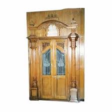 Exterior Glass Wooden Pooja Door For