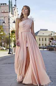 Wundervolles langes Abendkleid mit Beinschlitz rosa apricot - Kleiderfreuden