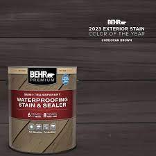 Behr Premium 1 Gal St 104 Cordovan Brown Semi Transpa Waterproofing Exterior Wood Stain And Sealer