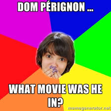Dom Pérignon ... what movie was he in? - stupid girl | Meme Generator via Relatably.com