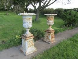 Pair Of Large Victorian Cast Iron Urns