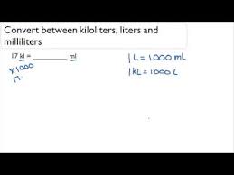 Convert Between Kiloliters Liters And Milliliters