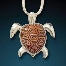 fossilized walrus ivory turtle pendant