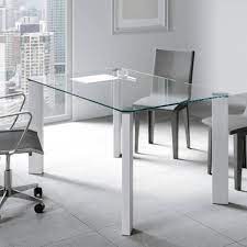 Evelin Glass Table Desk With Painted