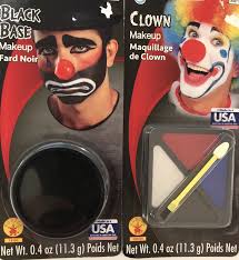 set of 2 clown white black red blue