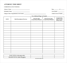 9 Attorney Timesheet Templates Free Sample Example