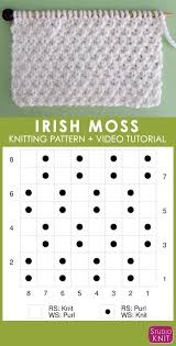 Knitting Irish Moss Knit Stitch Pattern Chart With Video