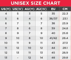 60 Expository Unisex Shoe Chart