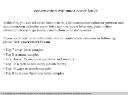 Construction Estimator Cover Letter