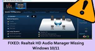 realtek hd audio manager missing