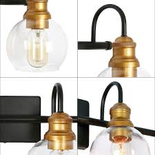 Lnc Vr2quuhd14077n7 Modern Black Wall Light 29 5 In 4 Light Bronze And Antique Gold Bathroom Brass Vanity Light With Globe Glass Shades
