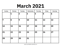 2021 word calendar template for download. March 2021 Calendars Printable Calendar 2021