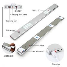 Motion Sensor Light Meetmiss Under Cabinet Lighting Battery Operated Build In Rechargeable Magnetic Tape Wireless Led