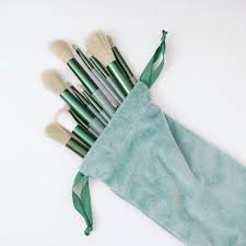 plastic 13 pieces green makeup brush set
