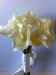 Long stem cala wedding bouquets. Calla Lily Wedding Bouquet 27 Stems Artificial Flowers Ivory Real Touch Petals N Pods Bridal