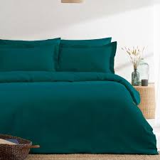 The Linen Yard Waffle Teal Duvet Cover