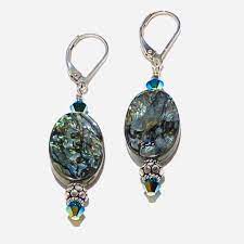 abalone and swarovski crystal earrings